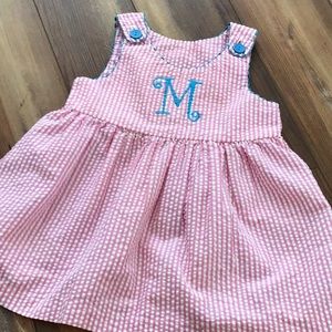 Kelly’s kids seersucker top monogrammed M